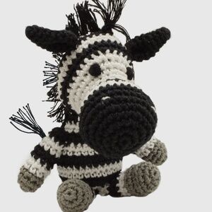 Zaa Zaa Zebra Knit Knack- Animal Organic Cotton Pet Toys